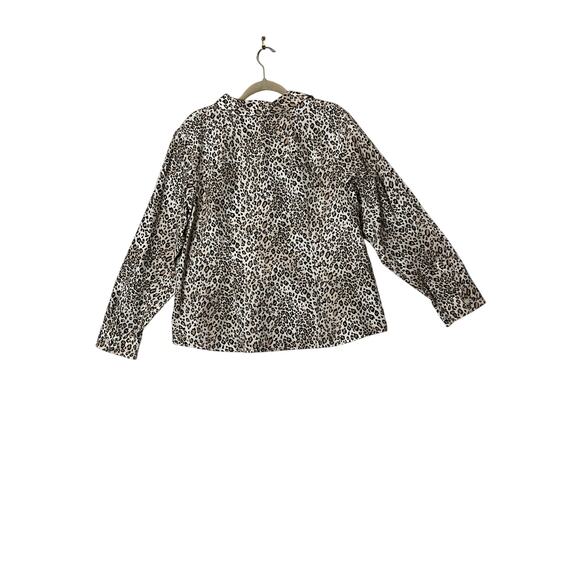 Chico's size 3 top leopard print cream/beige button-up no-iron career, office - Picture 2 of 8